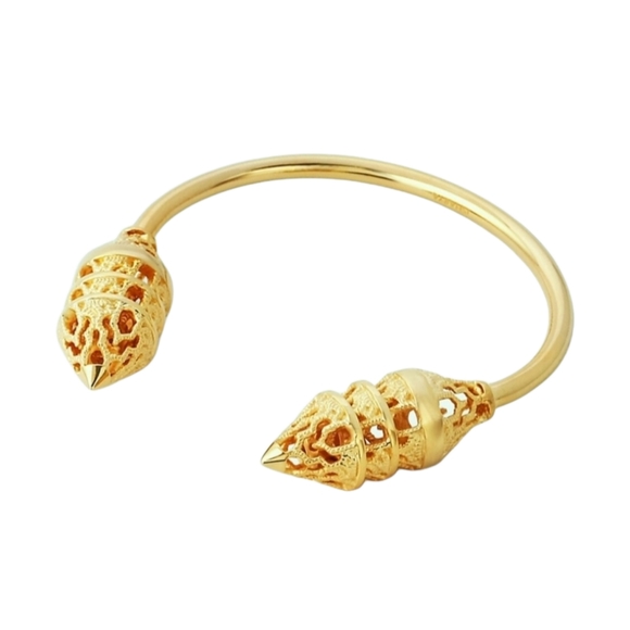 Isharya Filigree Spoke Triple Cone Gold Bracelet - Picture 1 of 13